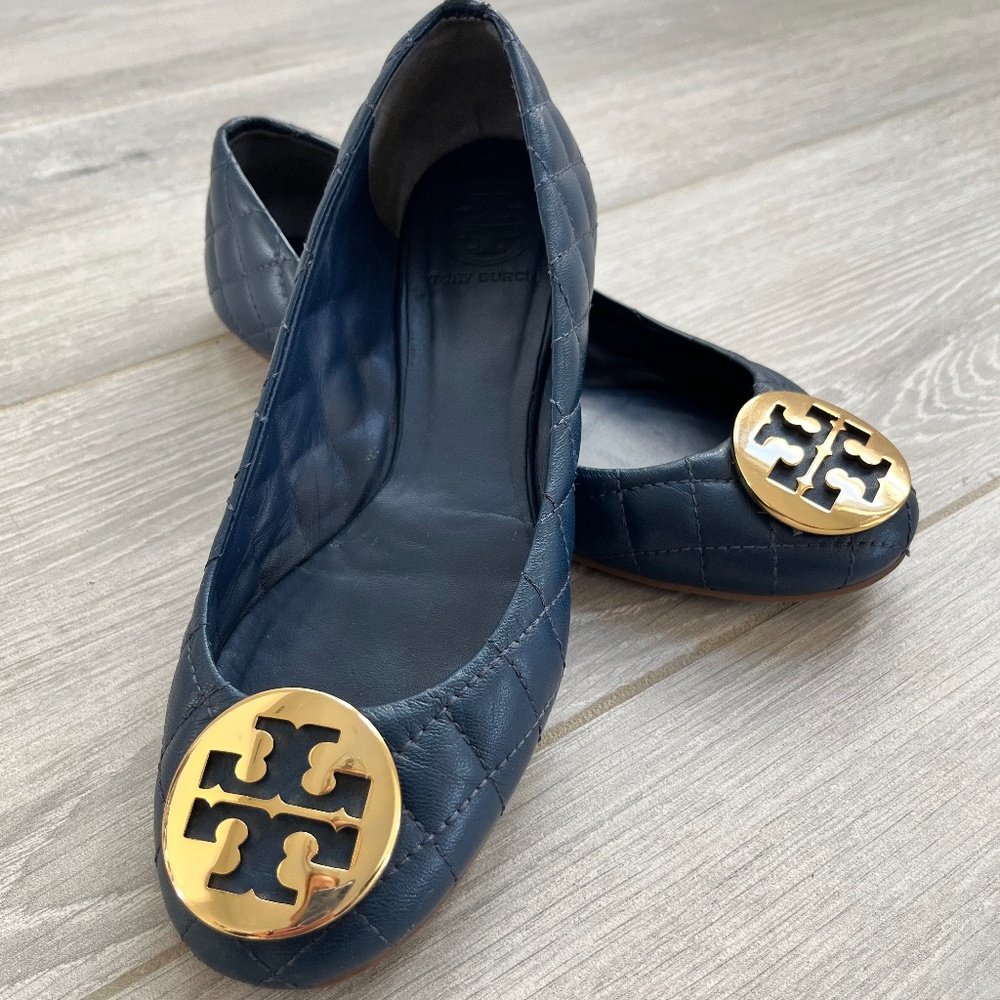 Tory Burch Navy Quilted Ballet Flat